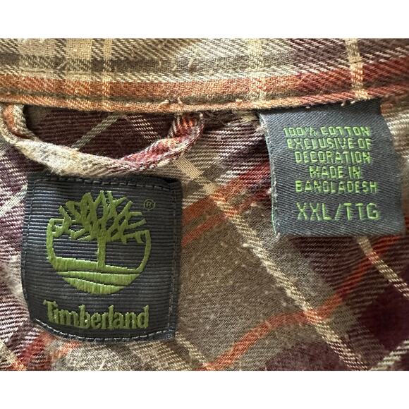 Timberland - Men’s Vintage Brown Flannel Button Down Shirt - XXL - Picture 6 of 8